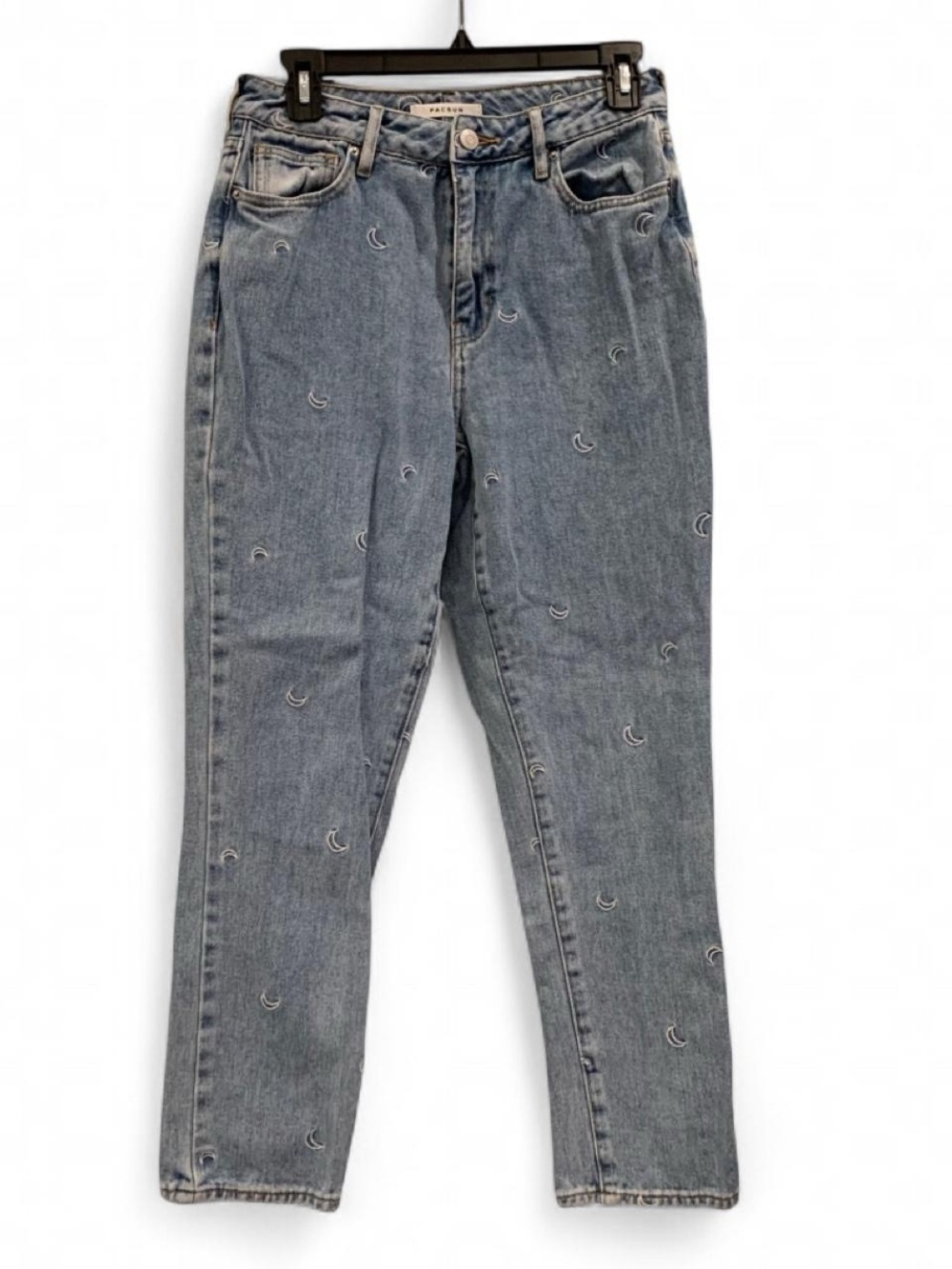 PacSun Size 27 Light Wash Moon Embroidered High‎ Rise Mom Jeans
